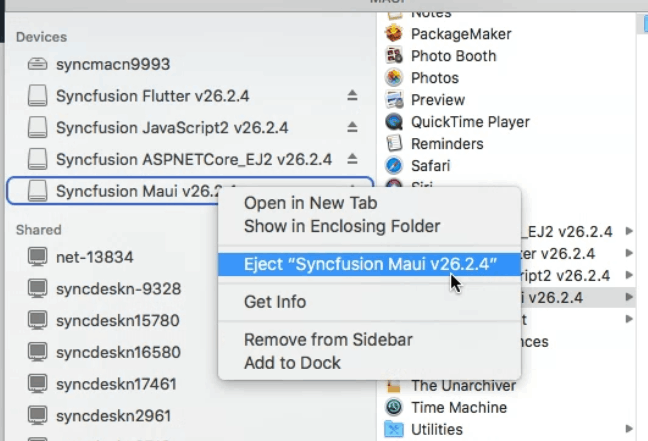 Eject the DMG from the Finder sidebar
