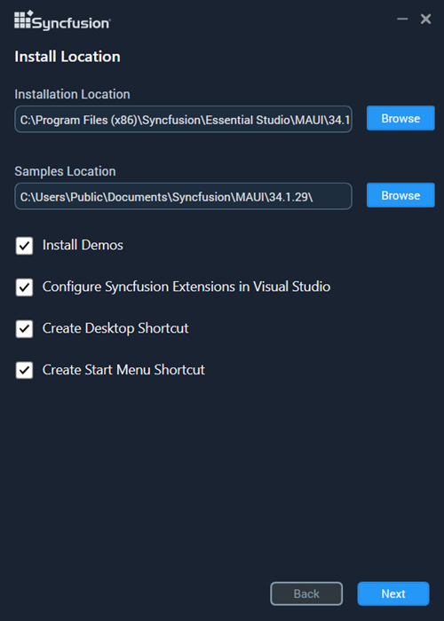 Syncfusion installer configuration wizard