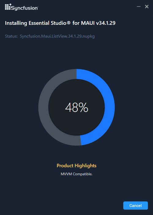Install progress wizard