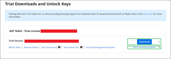 Trial and downloads of Syncfusion Essential Studio