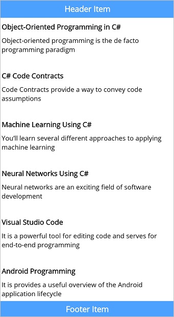 .NET MAUI ListView with header and footer