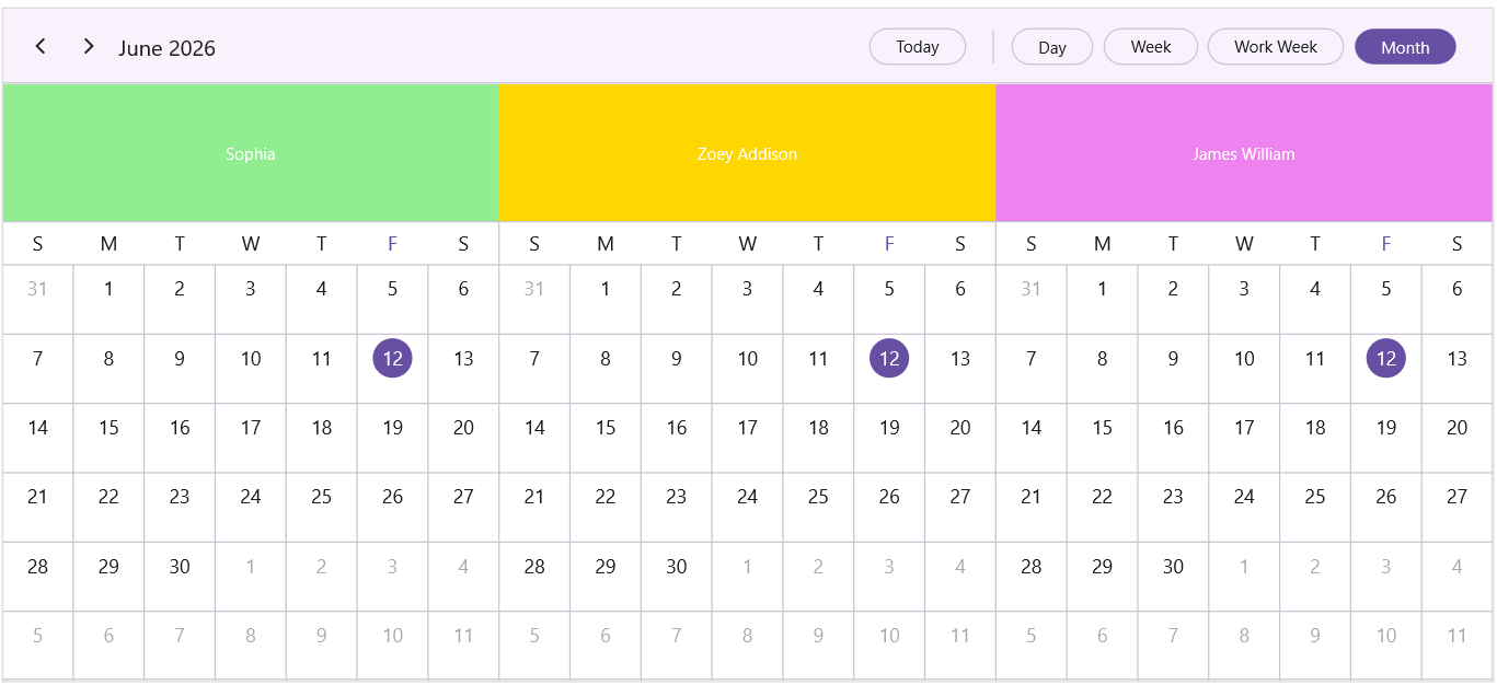 Resource Header Height in Month View in .NET MAUI Scheduler.