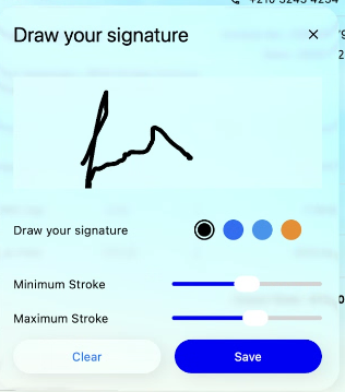 signature pad with liquid glass support