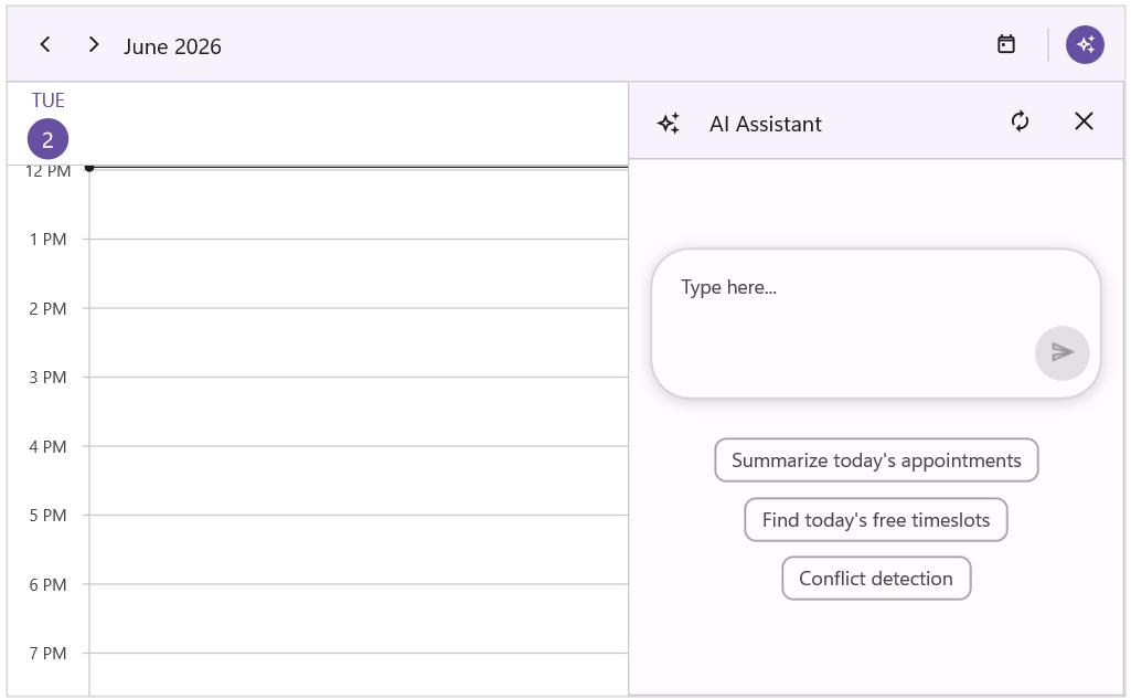 Assist view suggested prompts in .NET MAUI AI-Powered Scheduler.