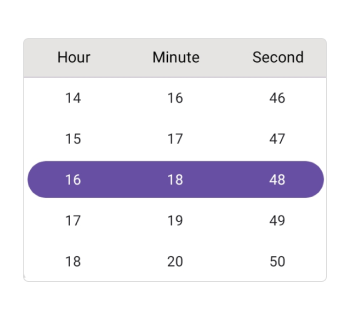 Column header view in .NET MAUI Time picker.