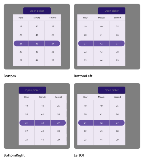 Relative dialog mode in .NET MAUI Time picker.