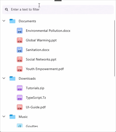 Syncfusion .NET MAUI TreeView Filtering