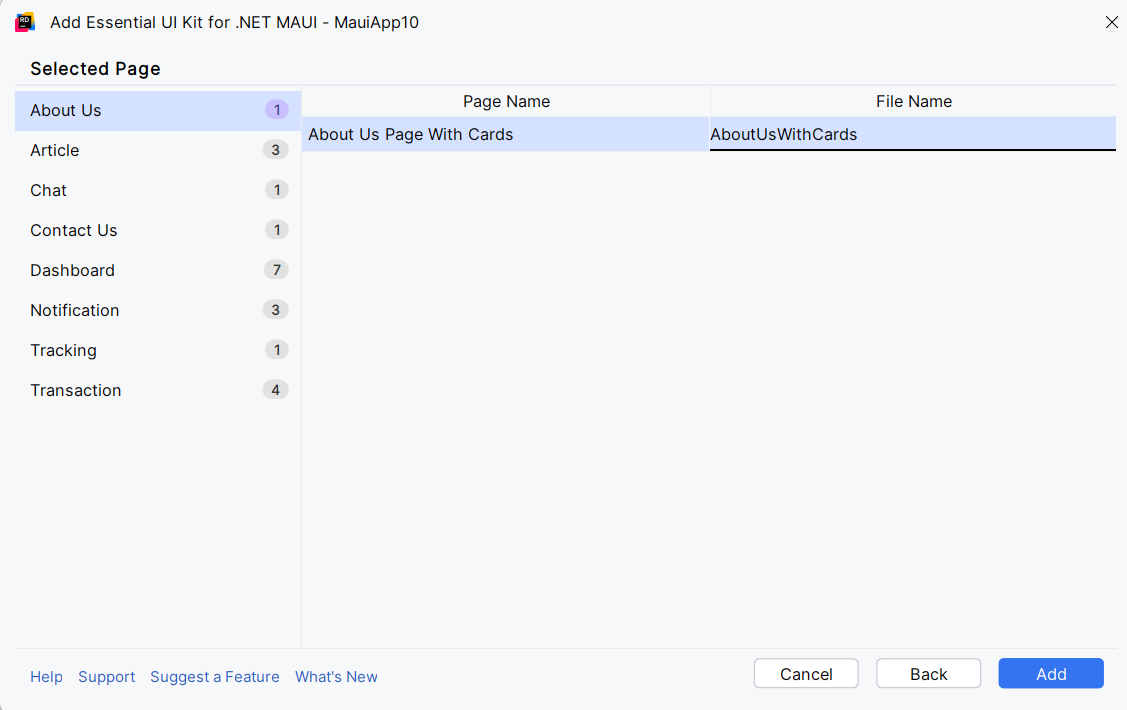 Edit page Name in MAUI UI Kit Plugin