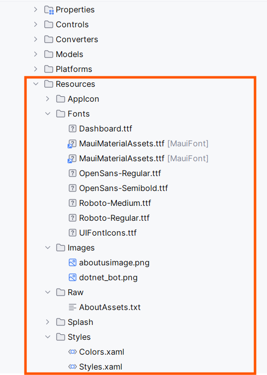 Added Resources in MAUI Project