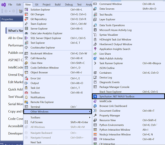 Syncfusion .NET MAUI Custom Toolbox view menu