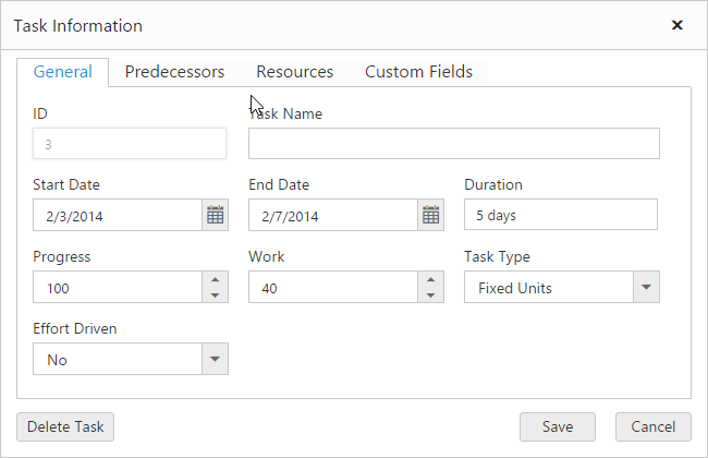 PHP Gantt Predecessor Editing