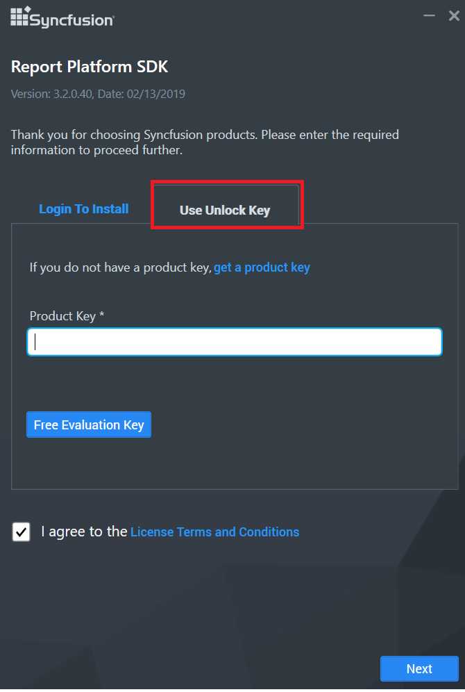 installation with product key