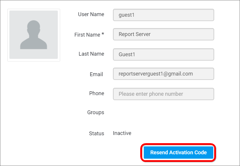 Activate user account - Resend Activation code