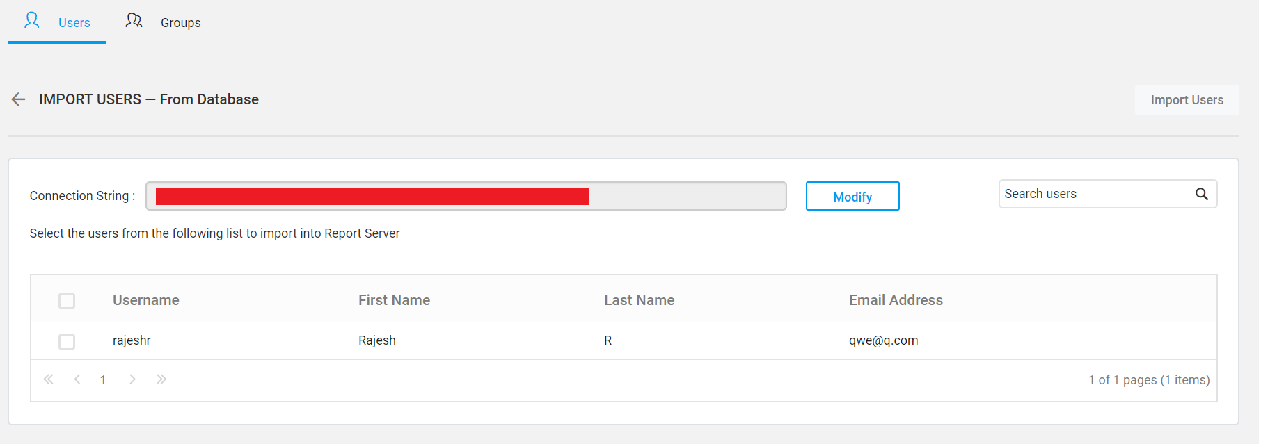 Import Users from Database - Home