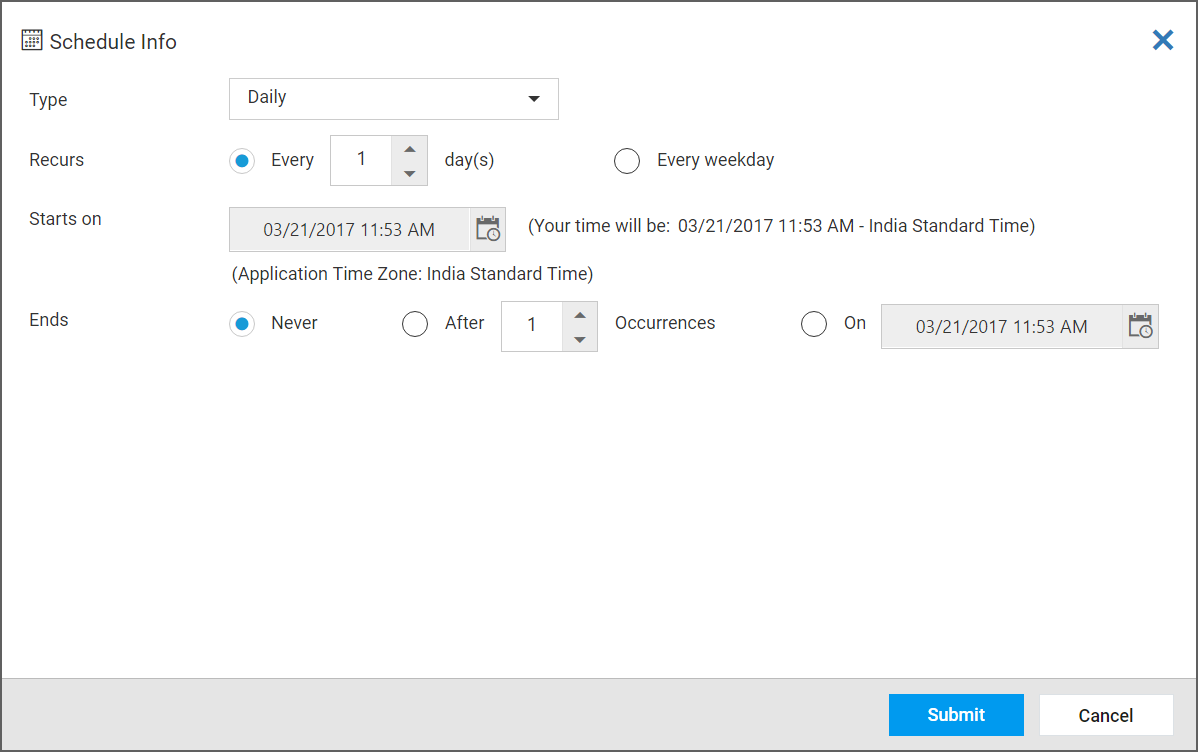 Add Report Processing Option Schedule
