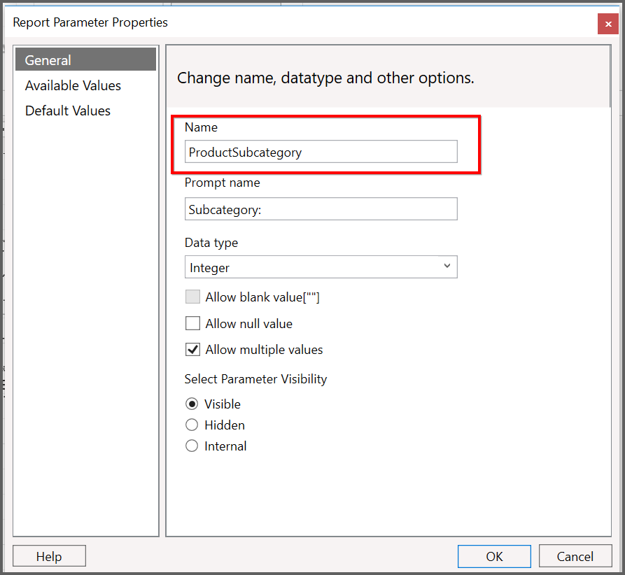 Save new Parameter for the Report