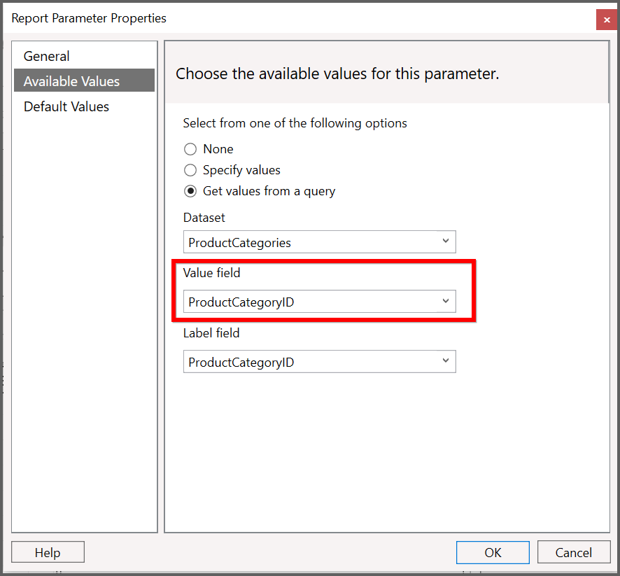 value for parameters