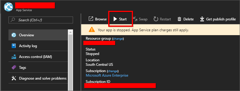 Stop Report Server Azure App Service