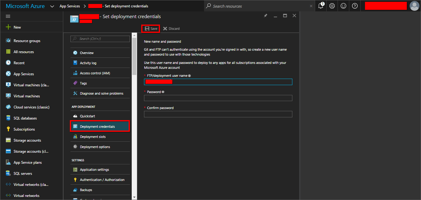 Azure web app Installation - FileZilla Configuration