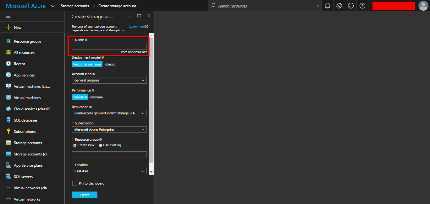 Azure web app Installation - Azure stoarge end point