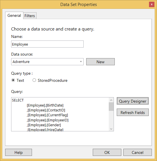 Add DataSet | ReportDesigner | wpf | Syncfusion