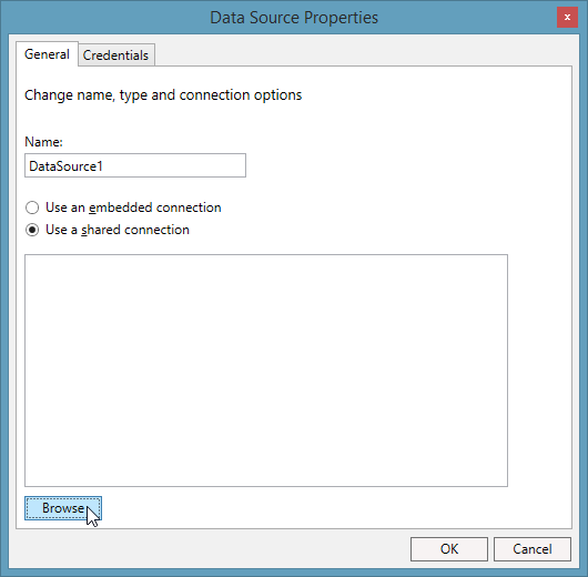 Choose Shared Connection from DataSource Properties