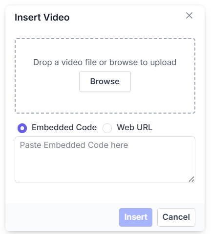 Angular Rich Text Editor Embed URL Video insert
