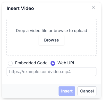 Angular Rich Text Editor Video insert
