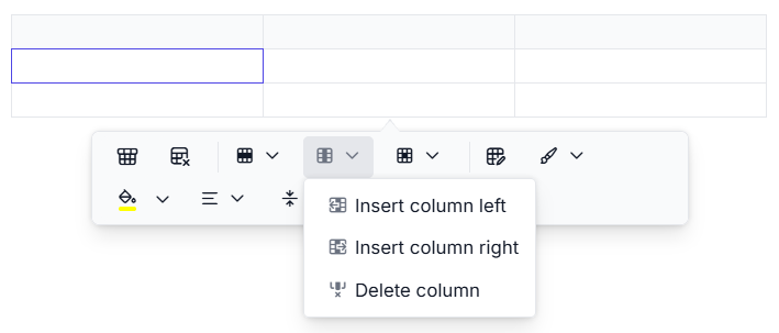 Rich Text Editor table column