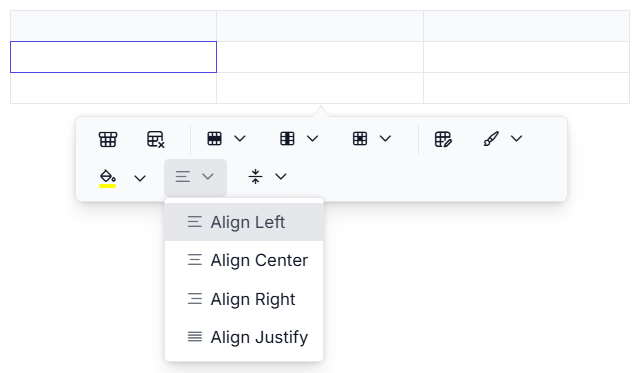 Rich Text Editor table horizontal alignment