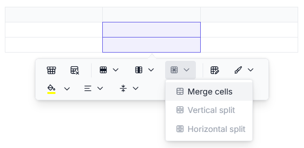Rich Text Editor table cell merge