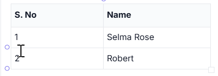 Rich Text Editor table row quick insert