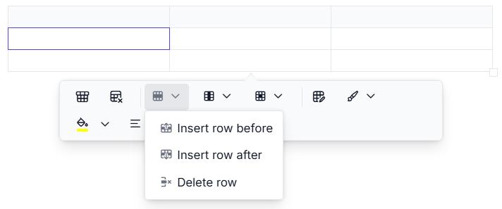 Rich Text Editor table row