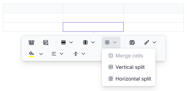 Rich Text Editor table cell split