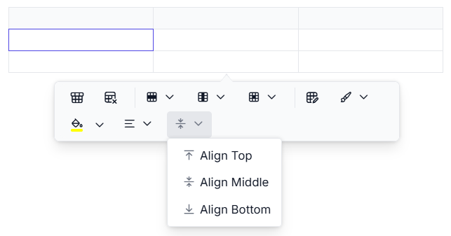 Rich Text Editor table vertical alignment