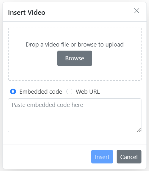 Rich Text Editor Embed URL Video insert