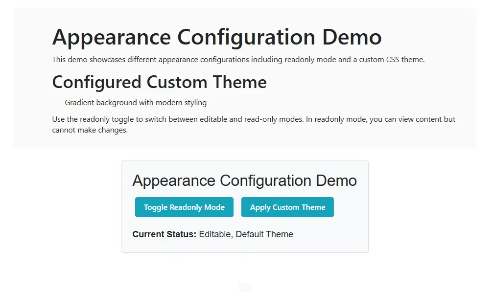 Blazor Block Editor with custom gradient theme and styling