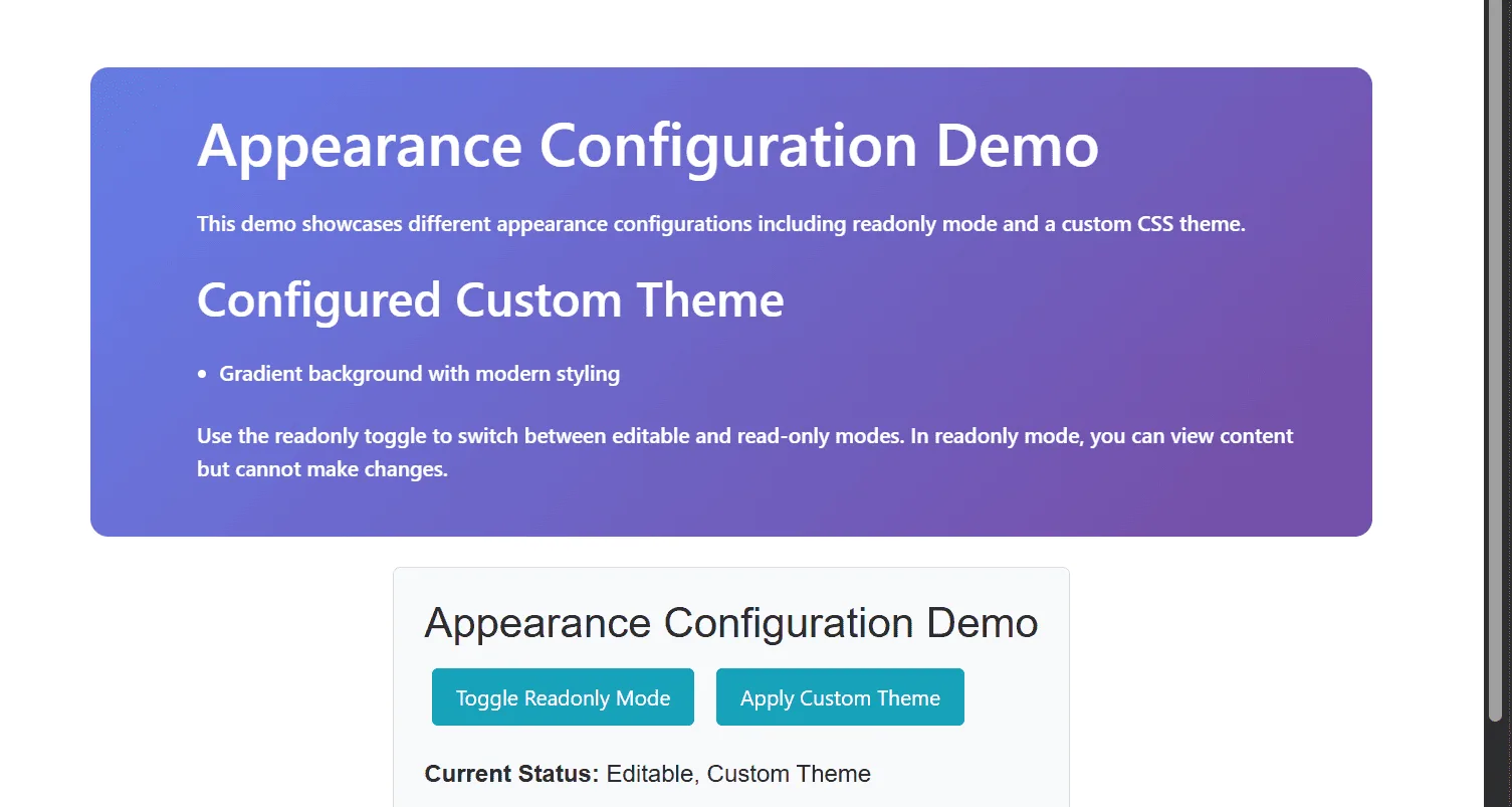 Blazor Block Editor with custom CSS classes applied