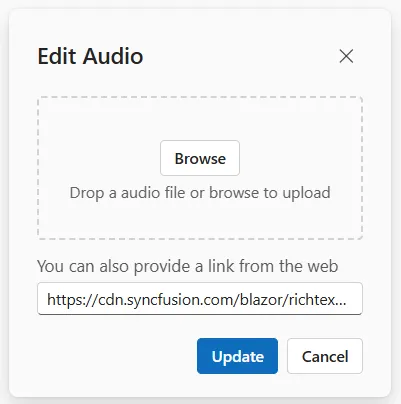 Blazor Rich Text Editor replace audio