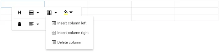 Blazor RichTextEditor inserting table column