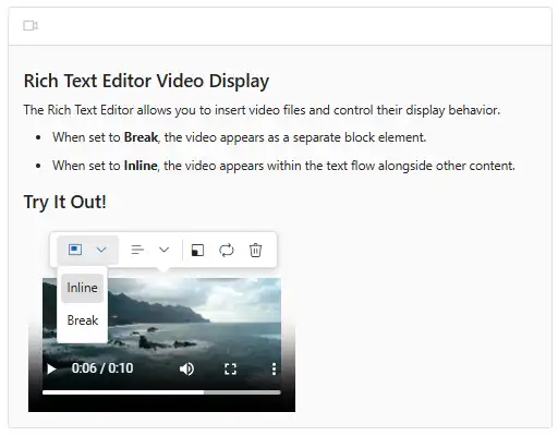 Blazor RichTextEditor video display