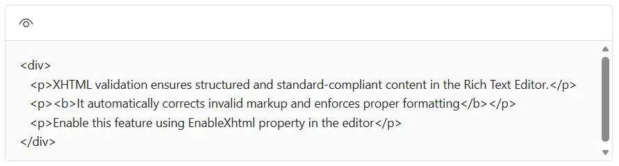 Blazor RichTextEditor XHTML Validation