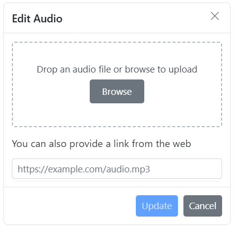 JavaScript Rich Text Editor Audio replace