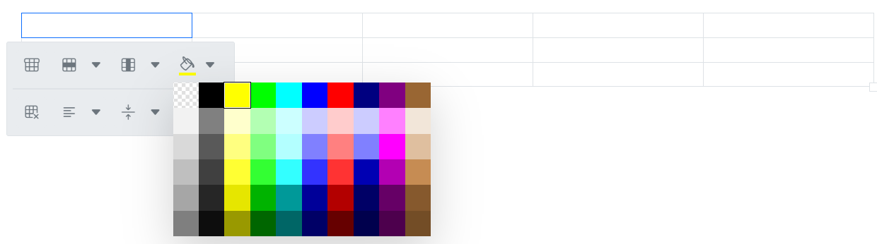 Rich Text Editor table background color
