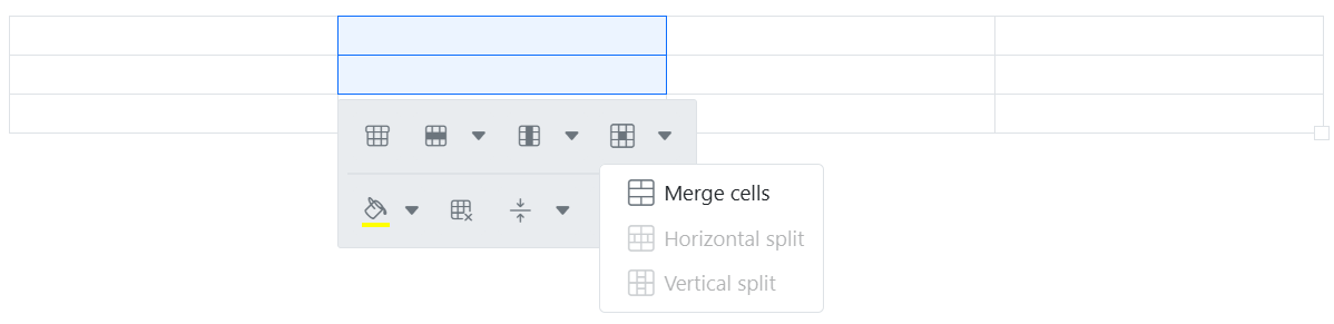 Rich Text Editor table cell merge