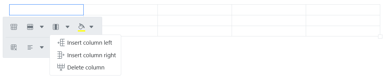 Rich Text Editor table column