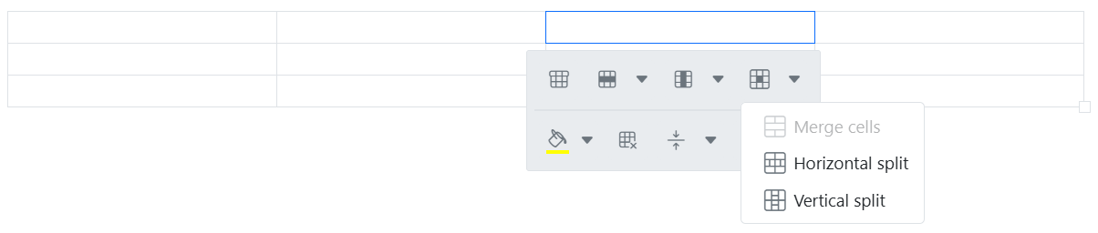 Rich Text Editor table cell split