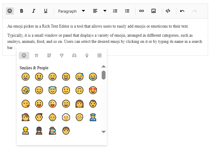 Vue Rich Text Editor Emoji Picker