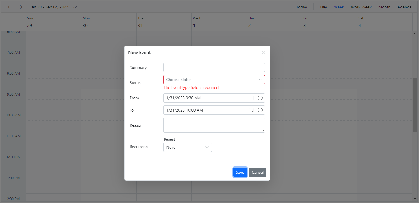 Editor Template with Validation