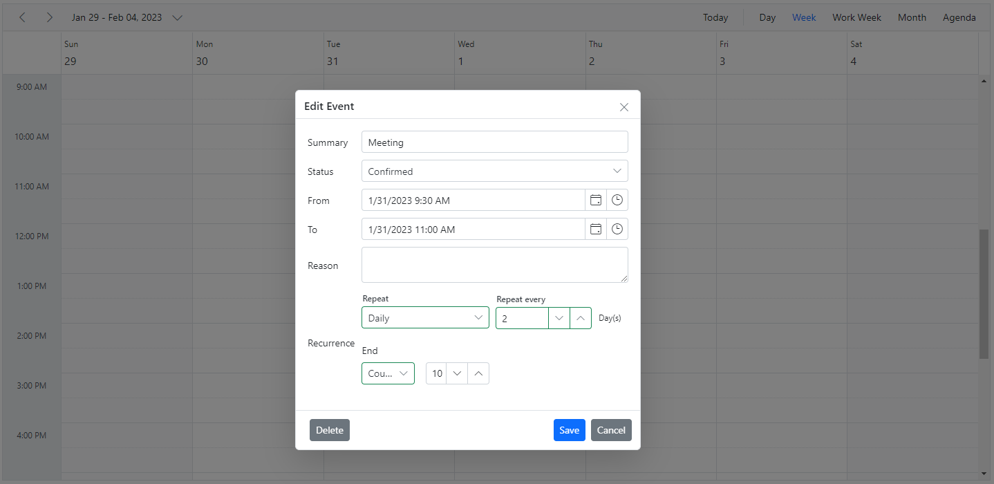 Add Recurrence Options within Editor Template